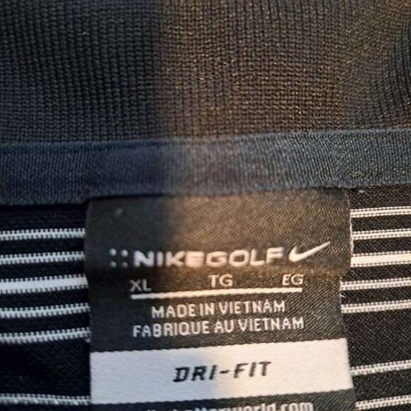 Nike Dri Fit XL Black White Striped Men's Golf Polo Shirt Athletic - Picture 3 of 10